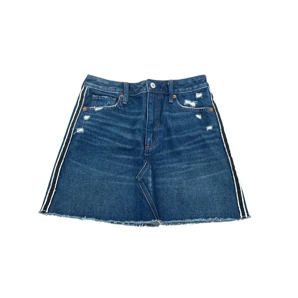 Abercrombie & Fitch Zoe Natural Rise Vintage A-Line Skirt Dark Wash Sz 26 US 2